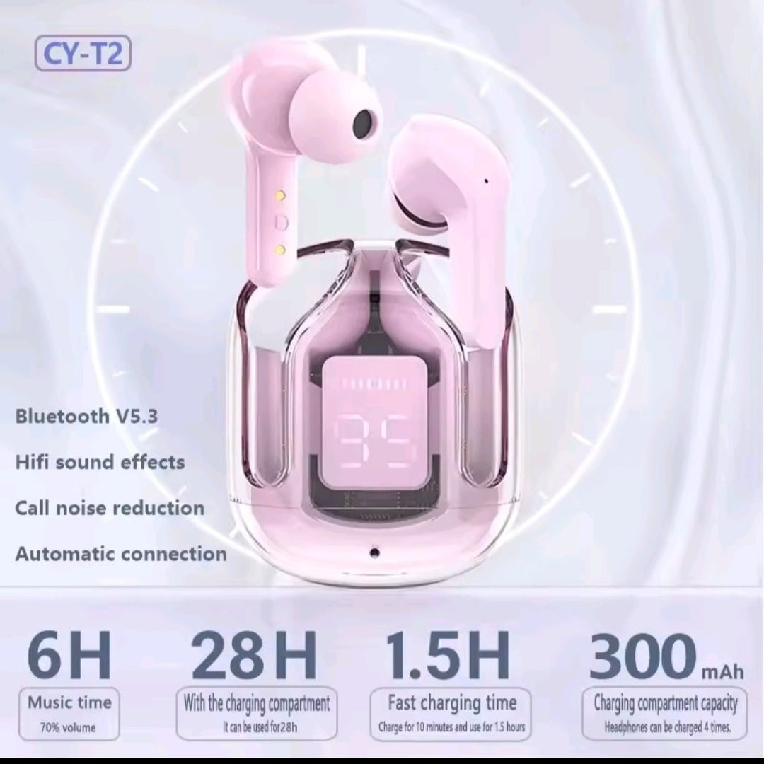 GrindActive™ Transparent TWS Wireless Earphones | LED Power Display & ENC Sound Lock