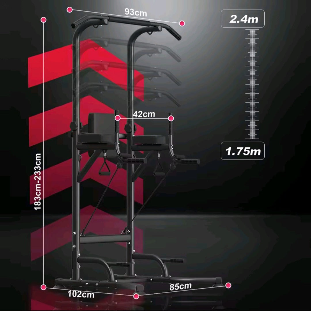 GrindActive™ Power Tower – Multi-Function Dip & Pull-Up Station | Adjustable Home Gym