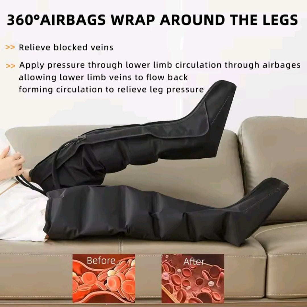 GrindActive™ Air Pressure Leg & Foot Massager Boots | Deep Compression Therapy with Remote Control (UK Plug)