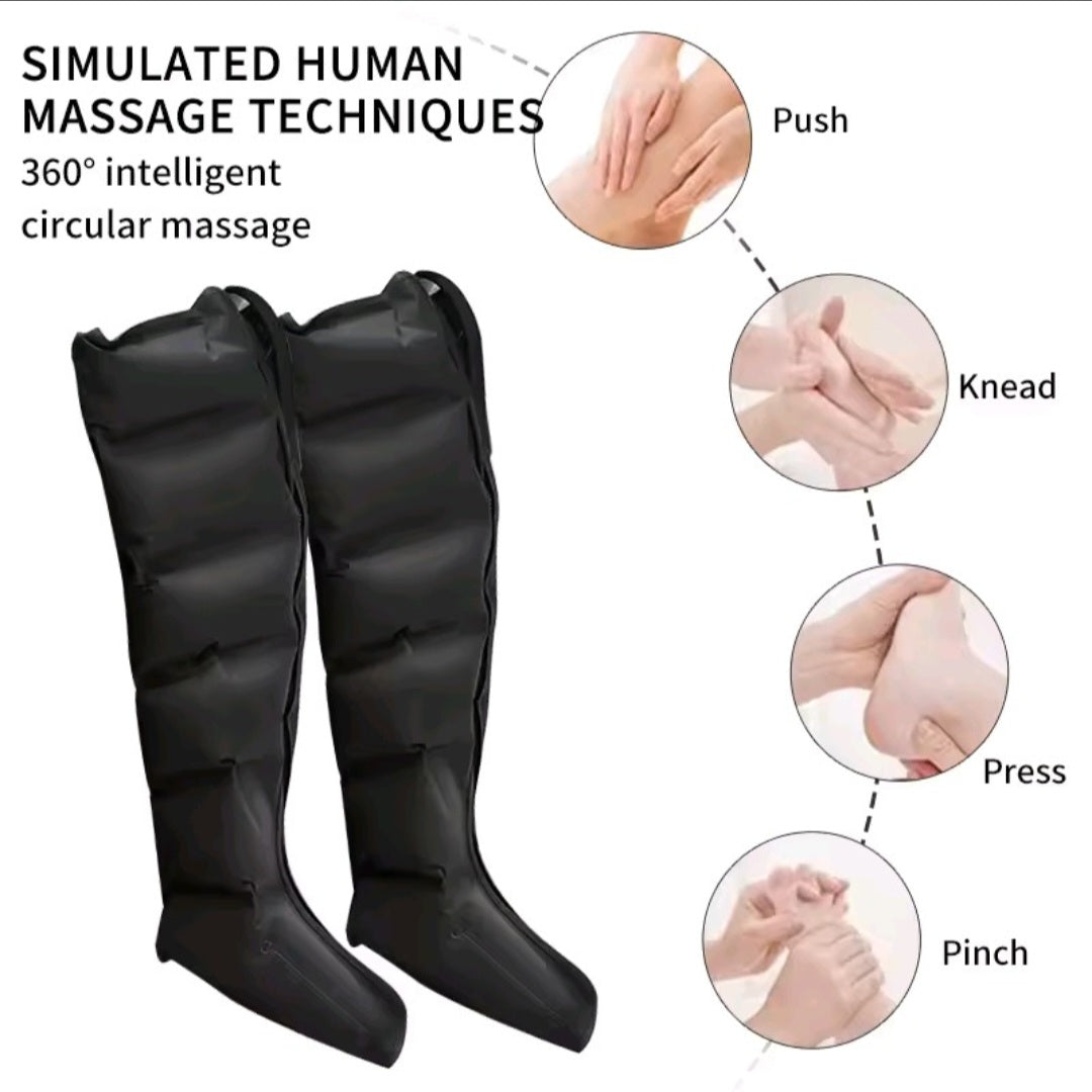 GrindActive™ Air Pressure Leg & Foot Massager Boots | Deep Compression Therapy with Remote Control (UK Plug)