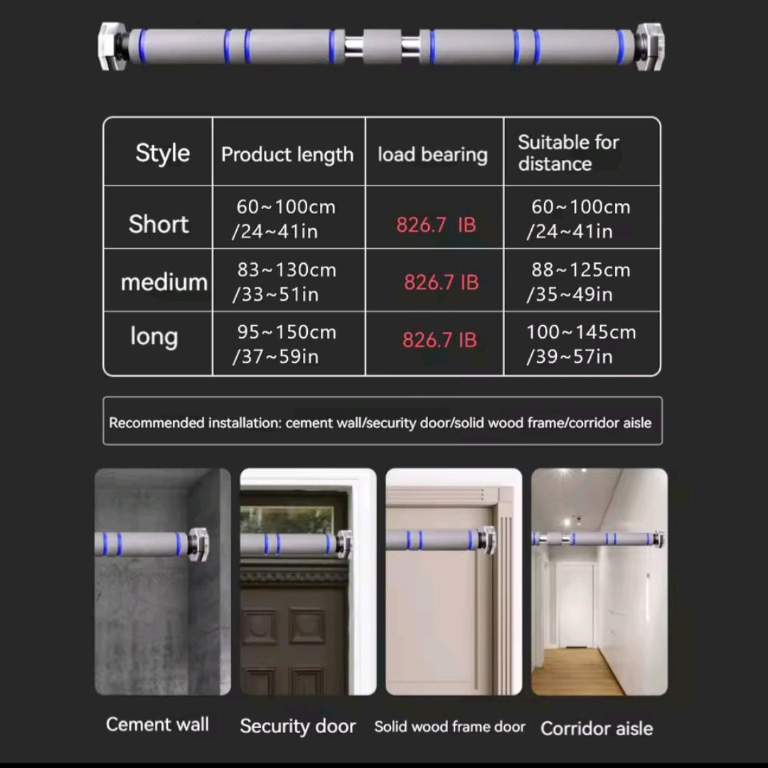 GrindActive™ Telescopic Doorway Pull-Up Bar – Adjustable, Heavy Duty, Non-Slip