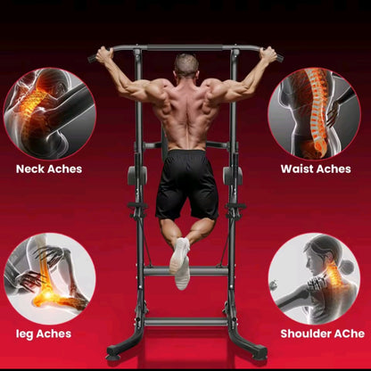 GrindActive™ Power Tower – Multi-Function Dip & Pull-Up Station | Adjustable Home Gym